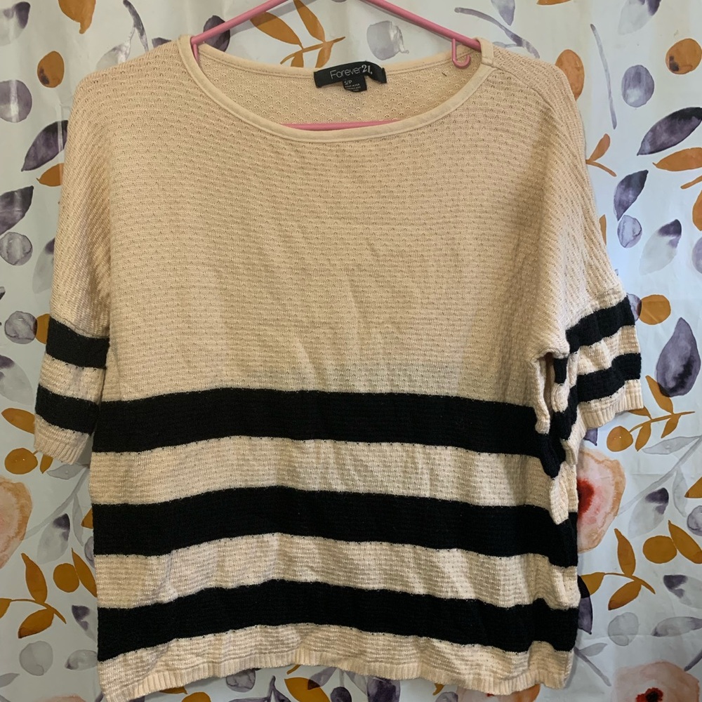 🔥5/$25 Forever 21 Cream Knit Pullover Sweater Sz S
